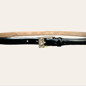 Talbots Womens Belt Black Skinny Sz L Italy Leather Gold Buckle Classy C…